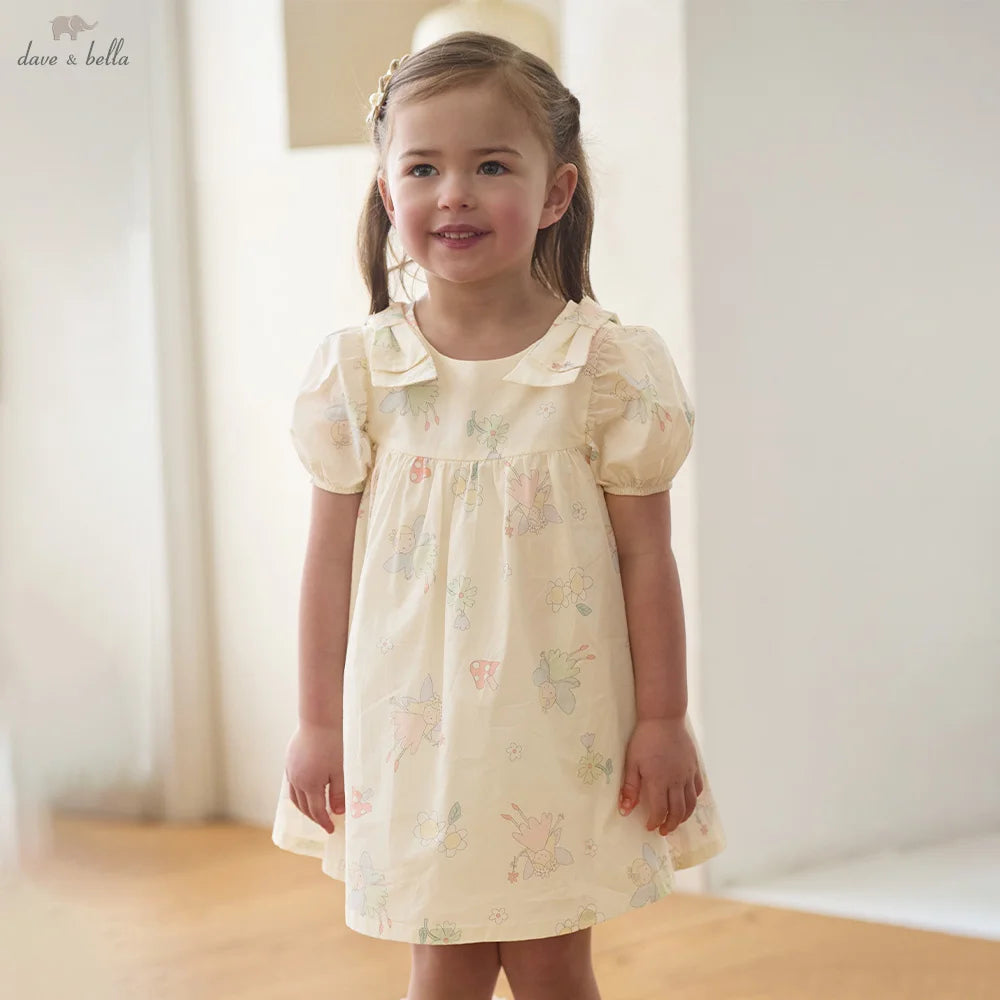Girls Floral Print Cotton Dress