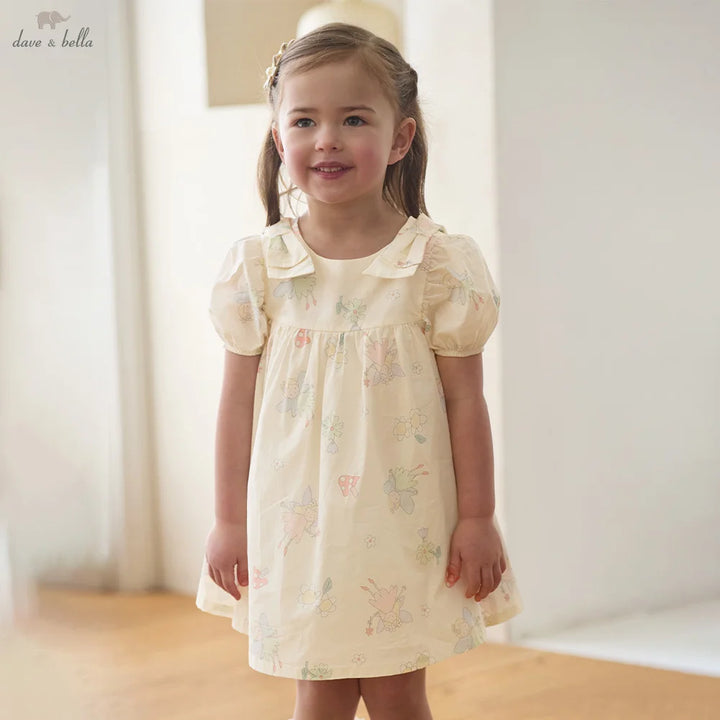 Girls Floral Print Cotton Dress