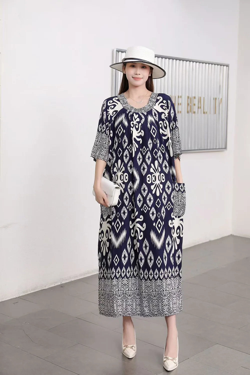 Women’s Floral Maternity Lounge Dress | فستان بيت واسع ومريح - Floral