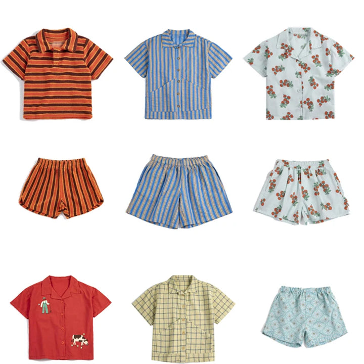 Kids’ Cotton Print Shirt & Shorts Set by Size | طقم أطفال قطني مطبوع حسب المقاس