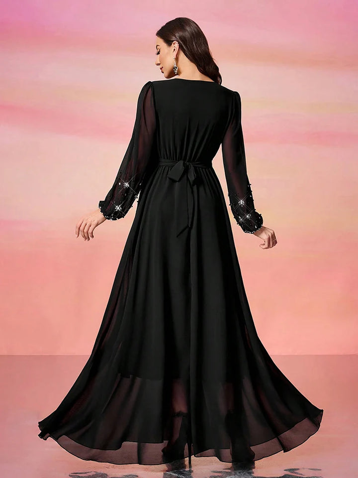 Women’s Dress | Elegant Pearl Embellished Formal Maxi Design