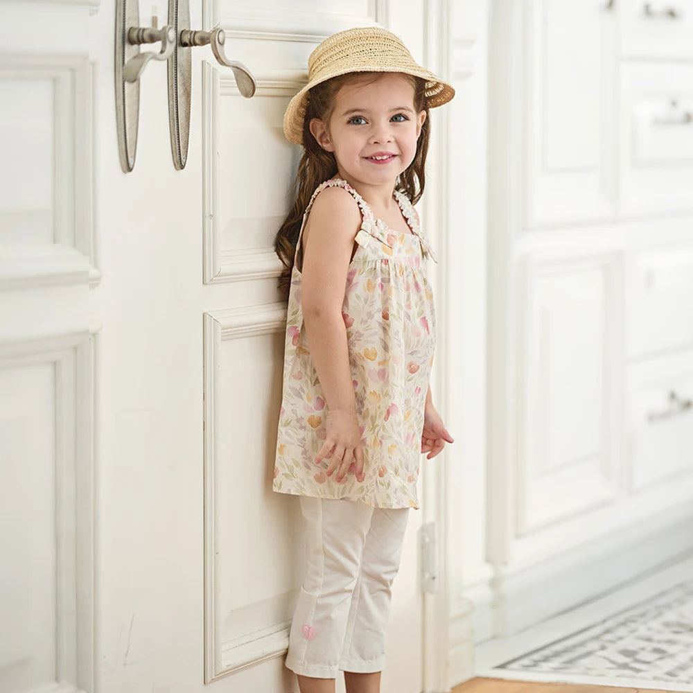 Girls Floral Sleeveless Summer Outfit Set