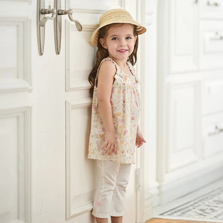 Girls Floral Sleeveless Summer Outfit Set