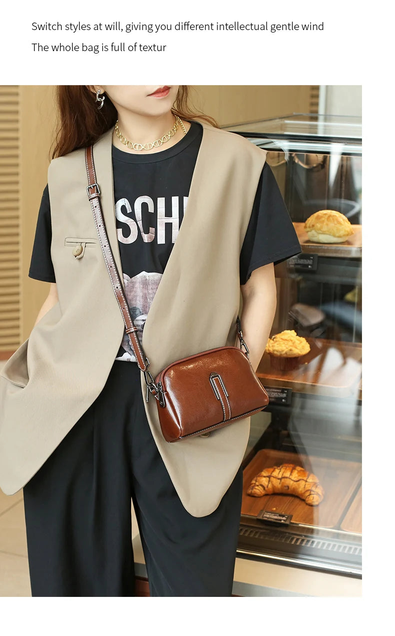 Women’s Genuine Leather Small Crossbody Bag | حقيبة نسائية صغيرة من الجلد الطبيعي كروس بودي