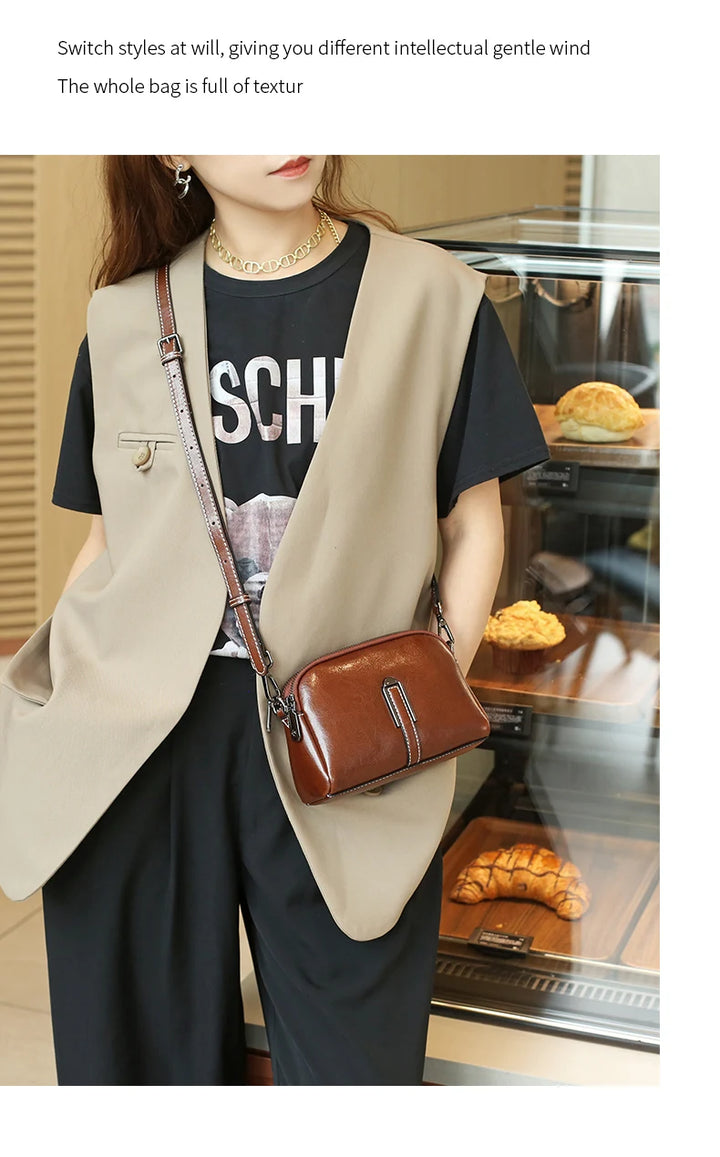 Women’s Genuine Leather Small Crossbody Bag | حقيبة نسائية صغيرة من الجلد الطبيعي كروس بودي