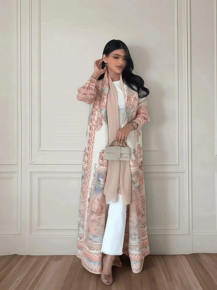 Printed Open Abaya | Elegant Lightweight Modest Wear