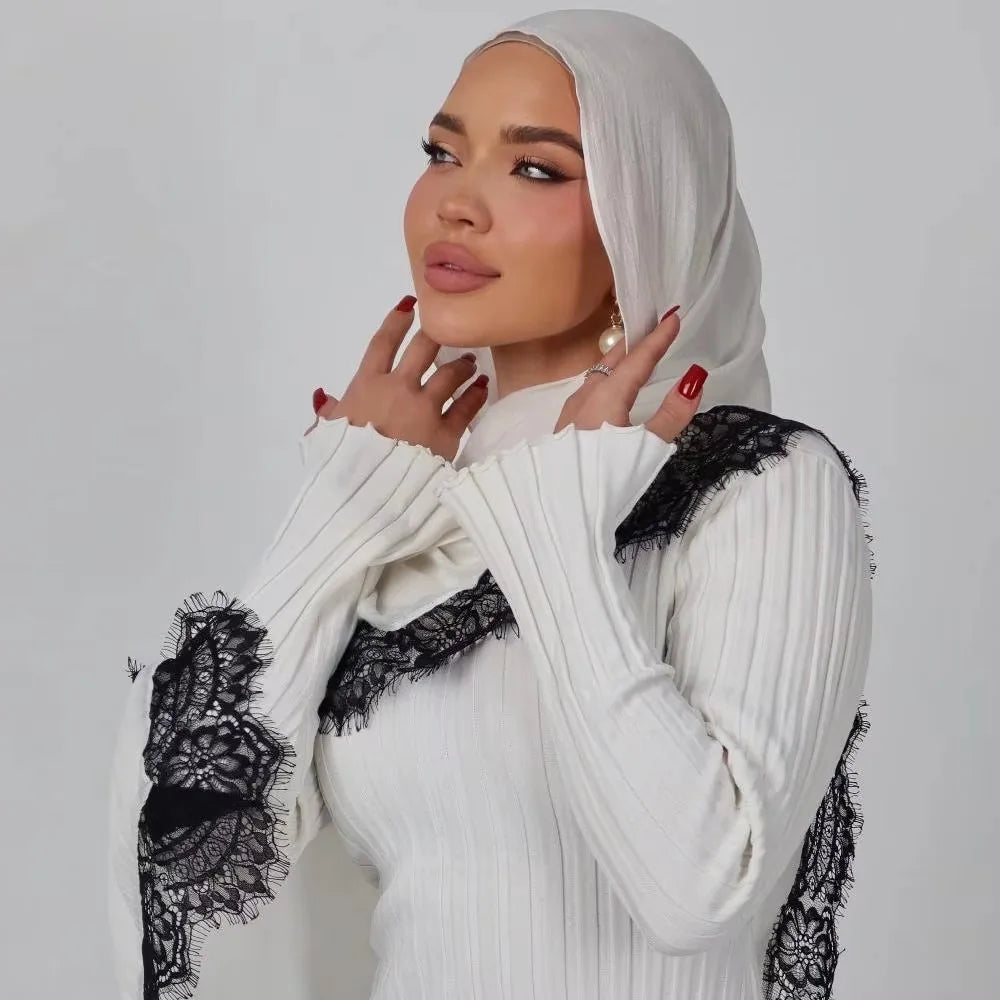Women’s Lace Edge Hijab Scarf | Soft Everyday Drape