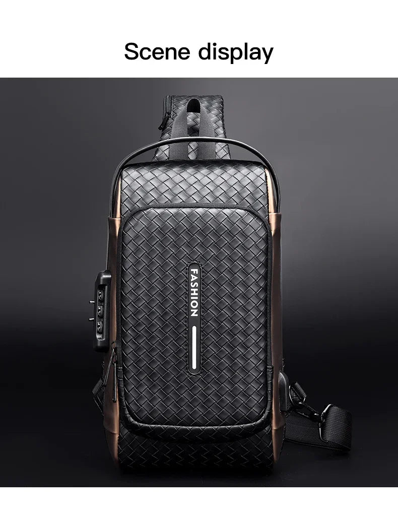 Men’s PU Anti-Theft Chest Bag | حقيبة صدر رجالية PU مضادة للسرقة