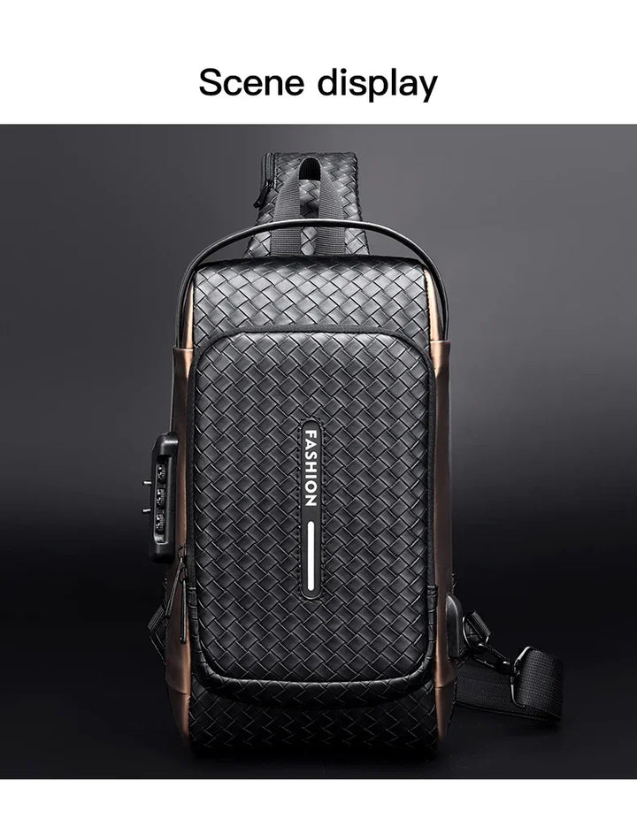 Men’s PU Anti-Theft Chest Bag | حقيبة صدر رجالية PU مضادة للسرقة