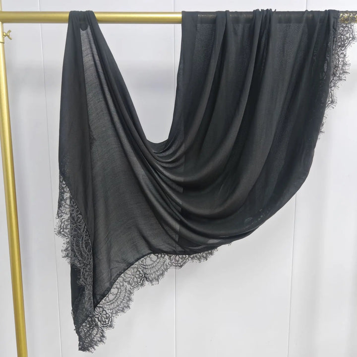Women’s Lace Edge Hijab Scarf | Soft Everyday Drape