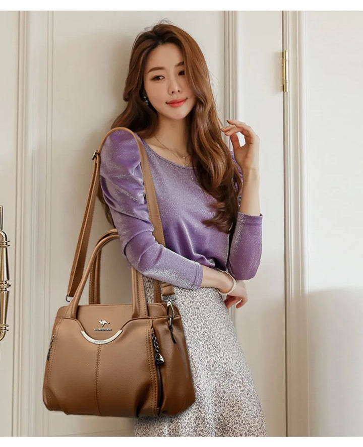 Women’s Soft Leather-Look Tote Bag | Elegant Shoulder Crossbody