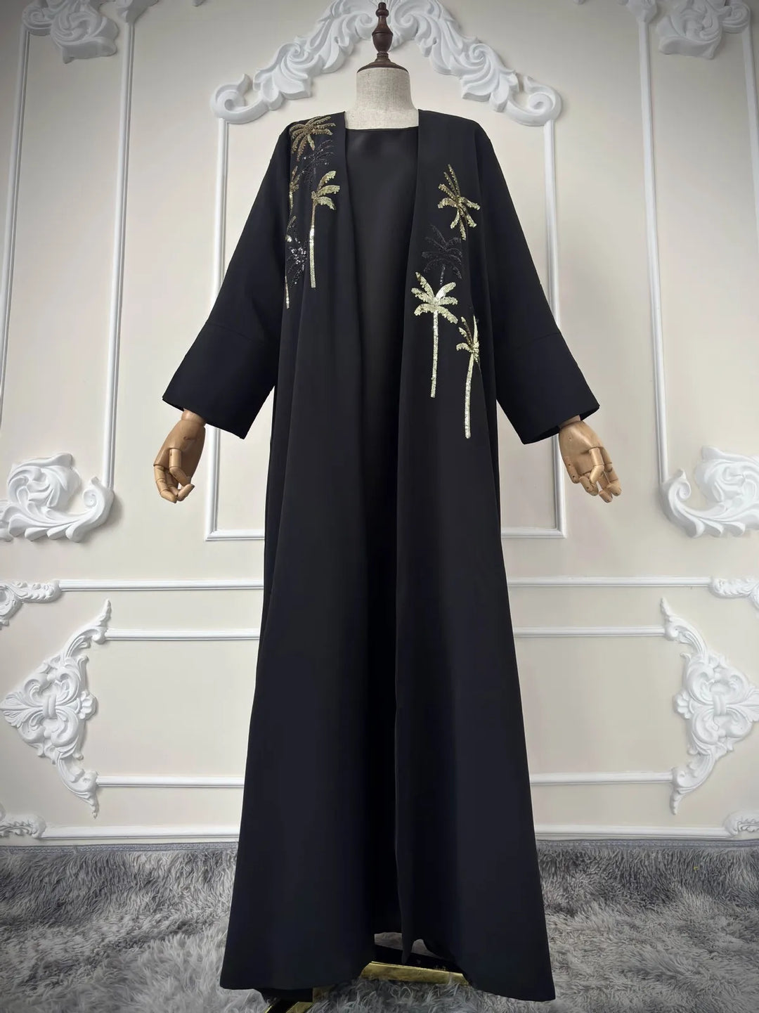 Women’s Open Abaya | Elegant Sequin Embroidery Eid Design