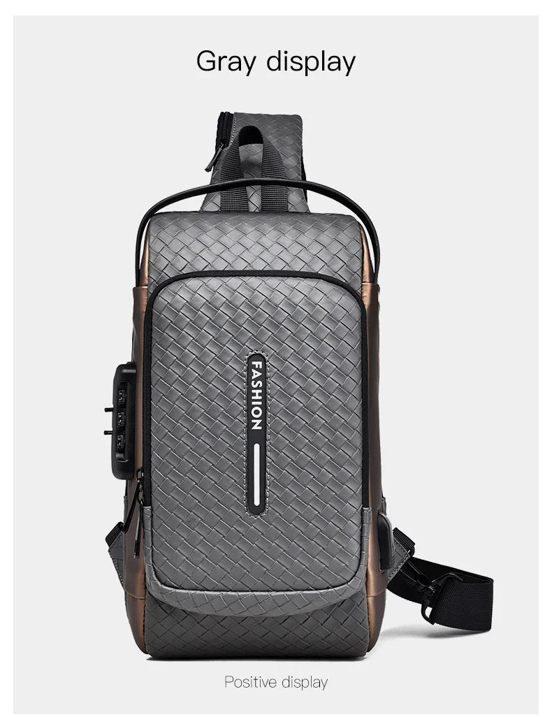 Men’s PU Anti-Theft Chest Bag | حقيبة صدر رجالية PU مضادة للسرقة