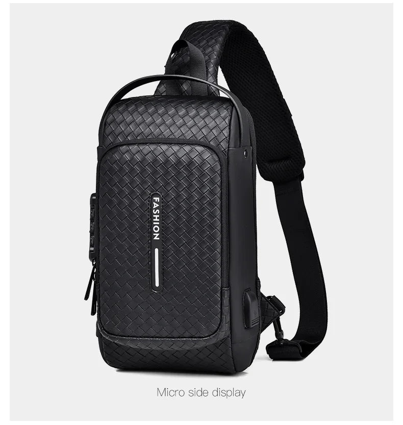 Men’s PU Anti-Theft Chest Bag | حقيبة صدر رجالية PU مضادة للسرقة