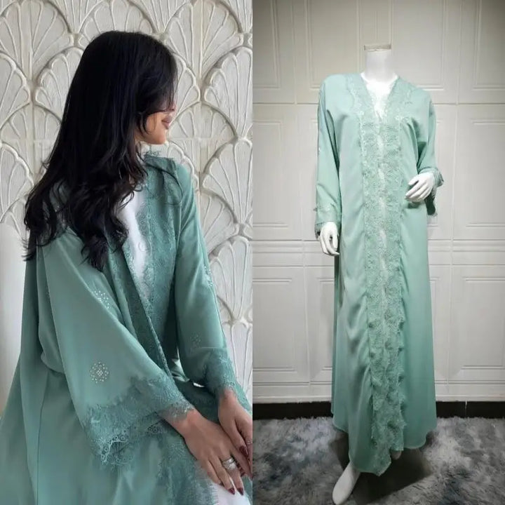 Women’s Abaya | Elegant Lace Splicing Modest Party Design