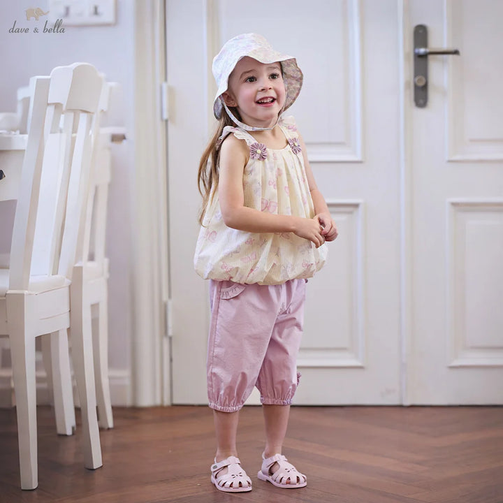 Girls Butterfly Print Summer Outfit Set