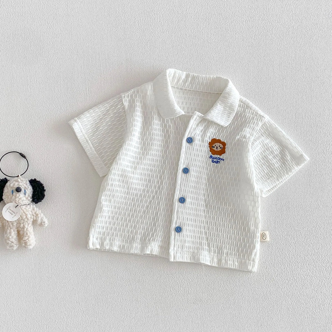 Baby Boys’ Breathable Shirt & Shorts Set 1–3Y | طقم طفل خفيف بقميص وشورت لعمر ١–٣ سنوات