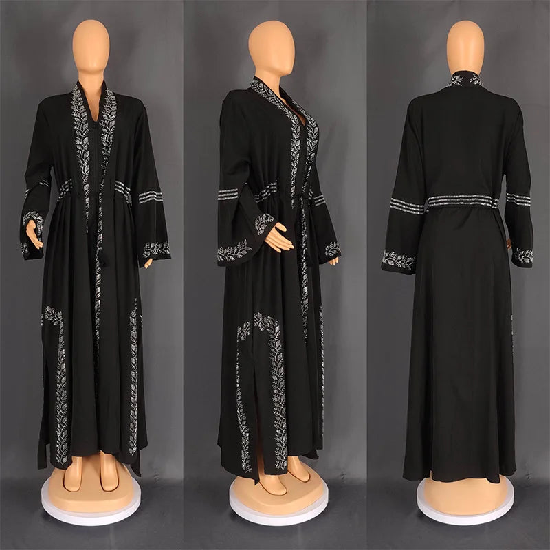Women’s Crystal Rhinestone Open Abaya | عباية مفتوحة بتفاصيل كريستالية راقية