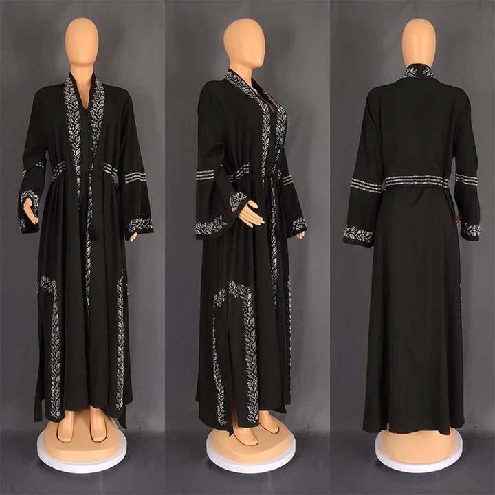 Women’s Crystal Rhinestone Open Abaya | عباية مفتوحة بتفاصيل كريستالية راقية