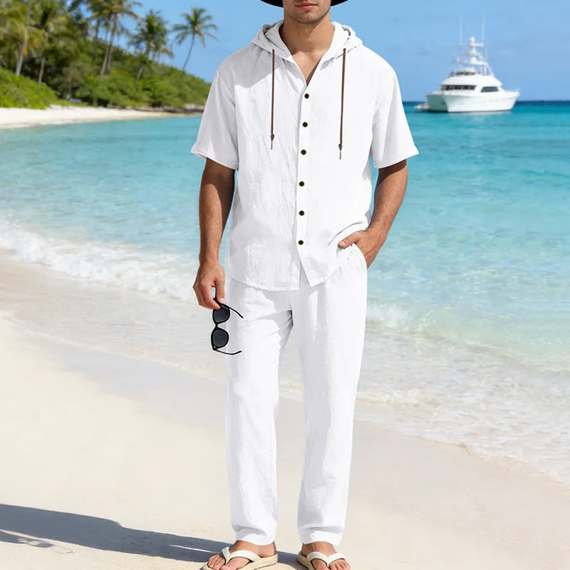 Men’s Summer Beach Set | Casual Short Sleeve Shirt & Shorts Outfit