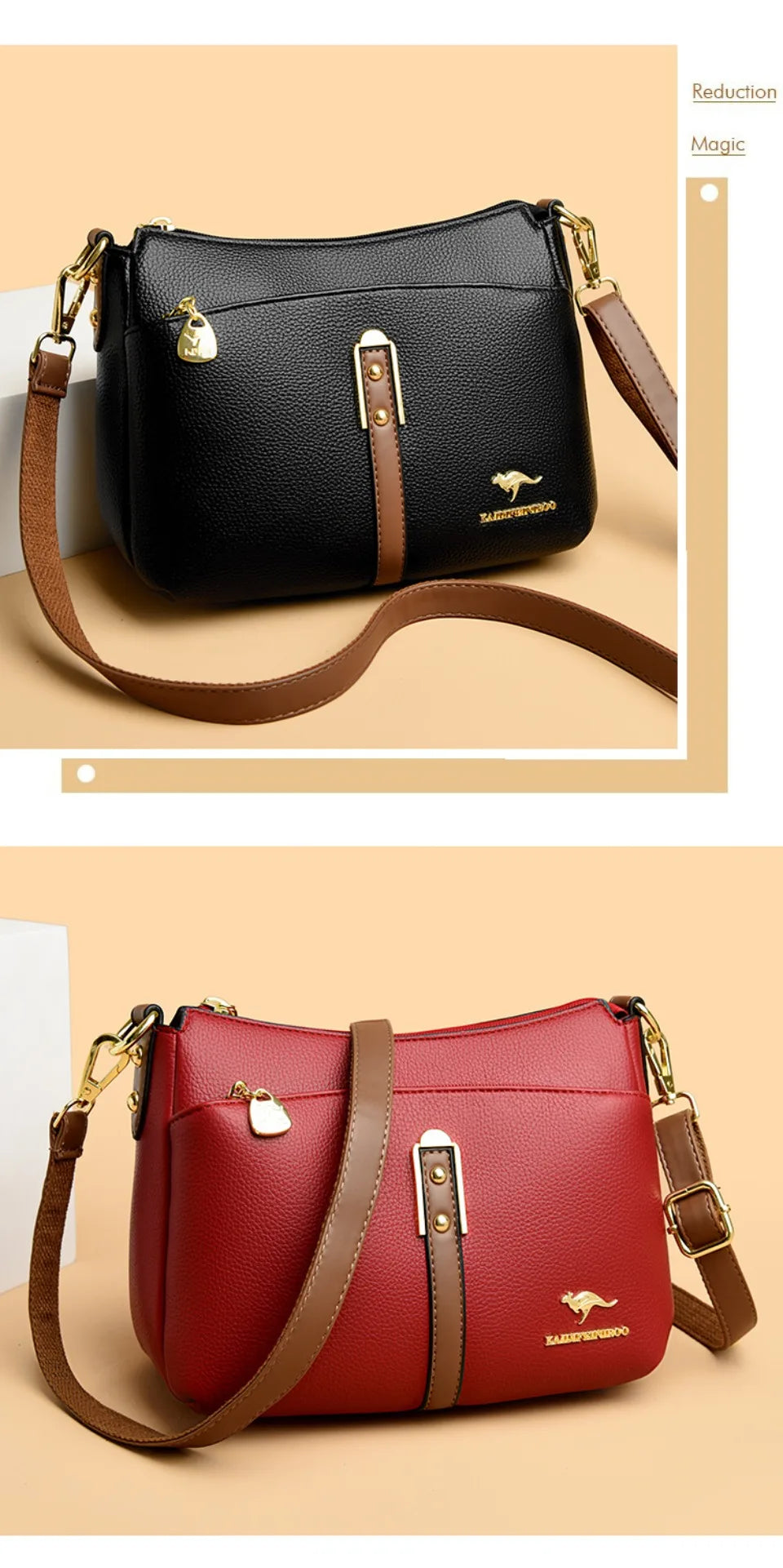 Women’s Three-Layer Shoulder Bag | Elegant Soft Crossbody