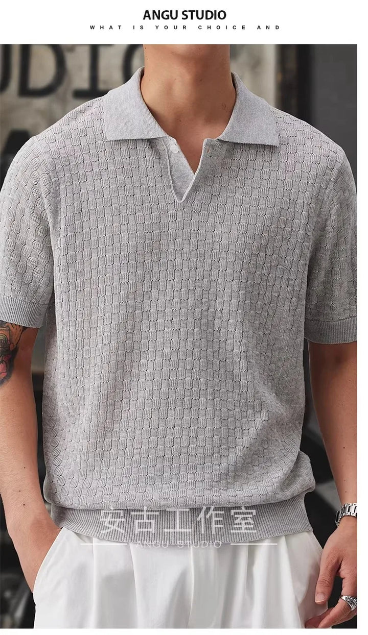 Men’s Loose Fit Knit Polo Shirt
