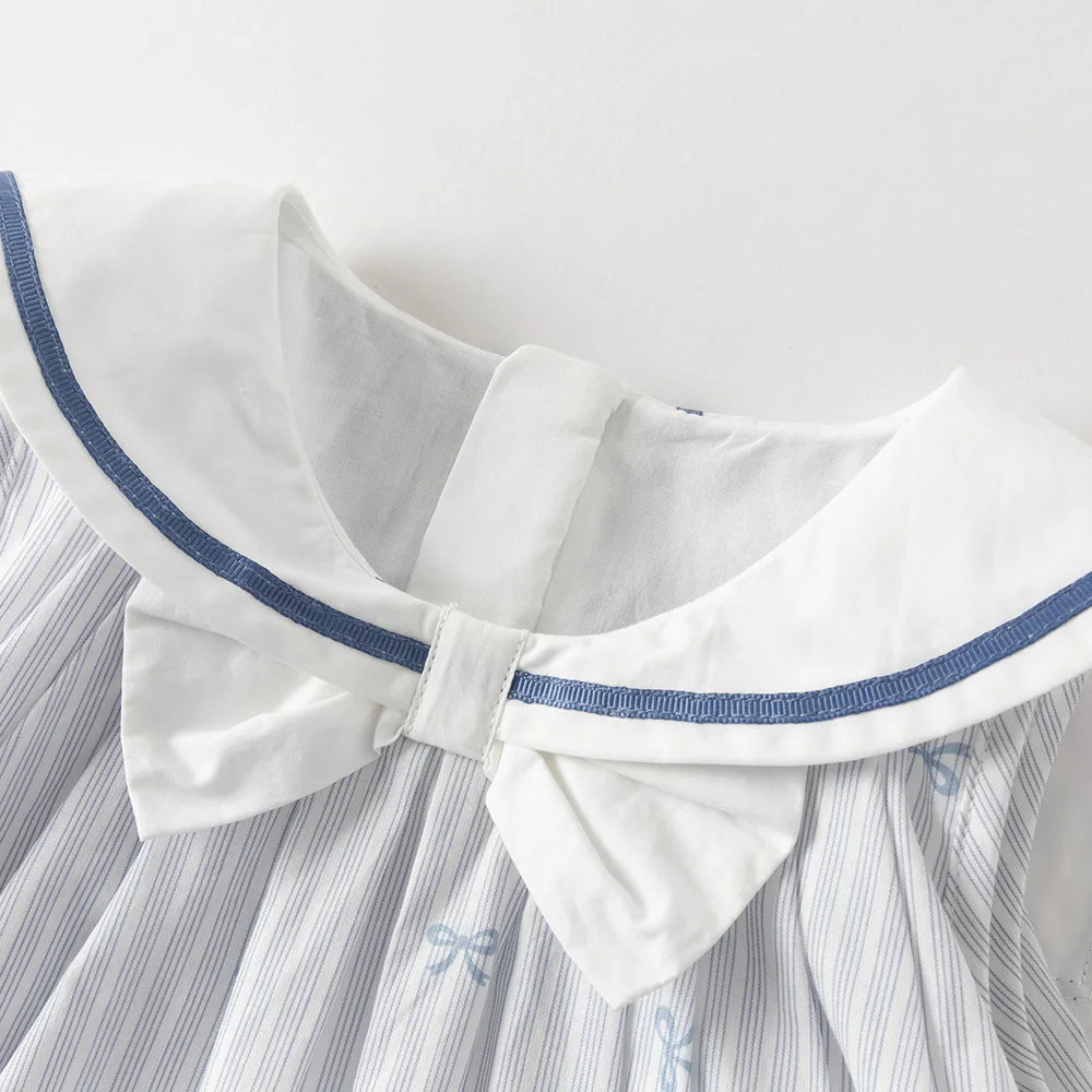 Girls Bow Print Cotton Dress