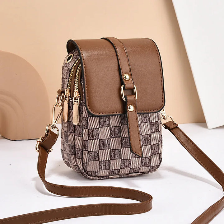 Women's Plaid Crossbody Phone Bag | حقيبة هاتف نسائية كروس بودي بنقشة مربعات