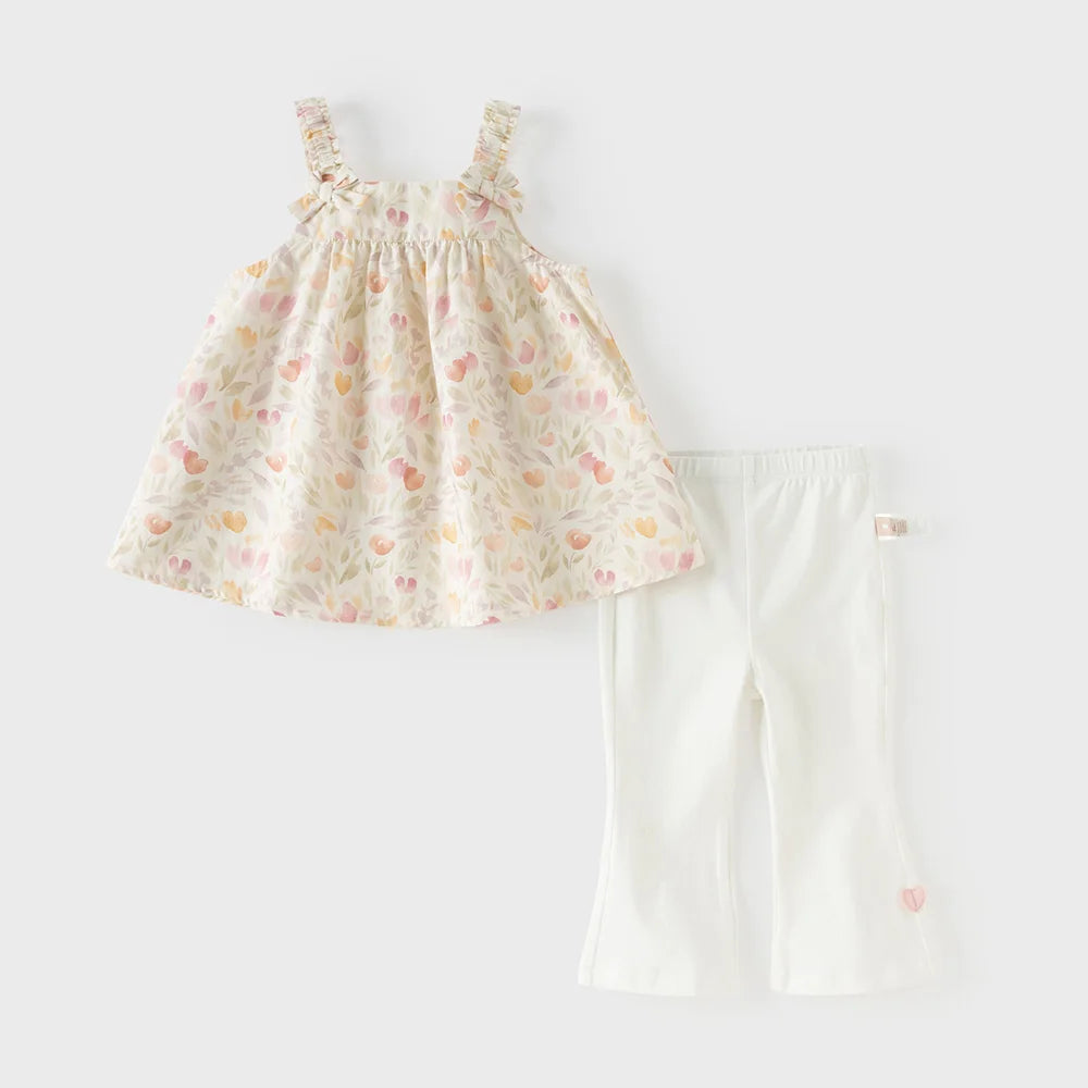 Girls Floral Sleeveless Summer Outfit Set