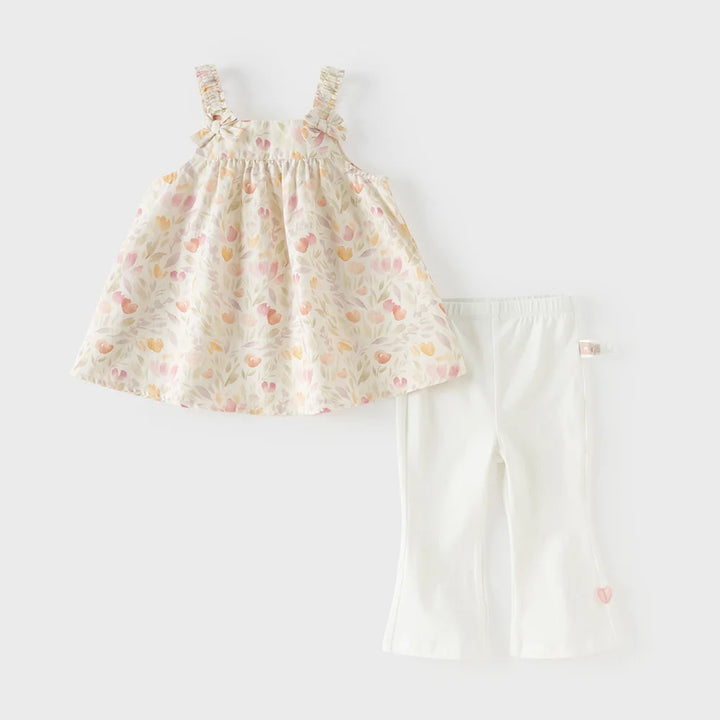 Girls Floral Sleeveless Summer Outfit Set