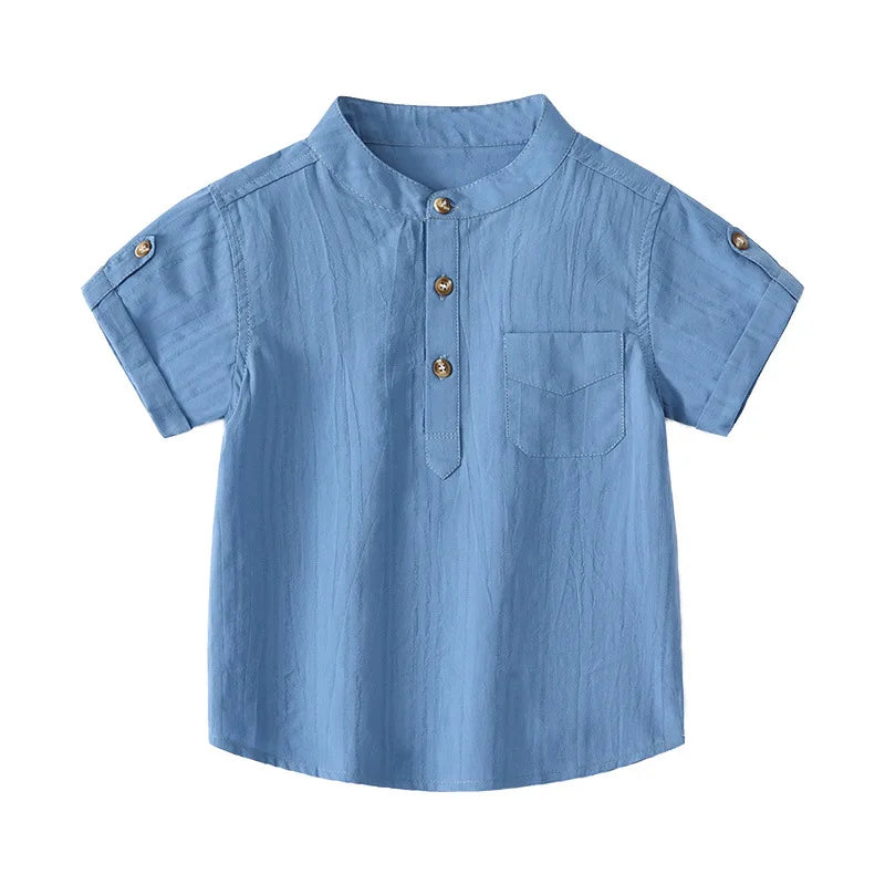 Boys’ Lightweight Linen Short Sleeve Shirt | قميص أطفال لينن خفيف