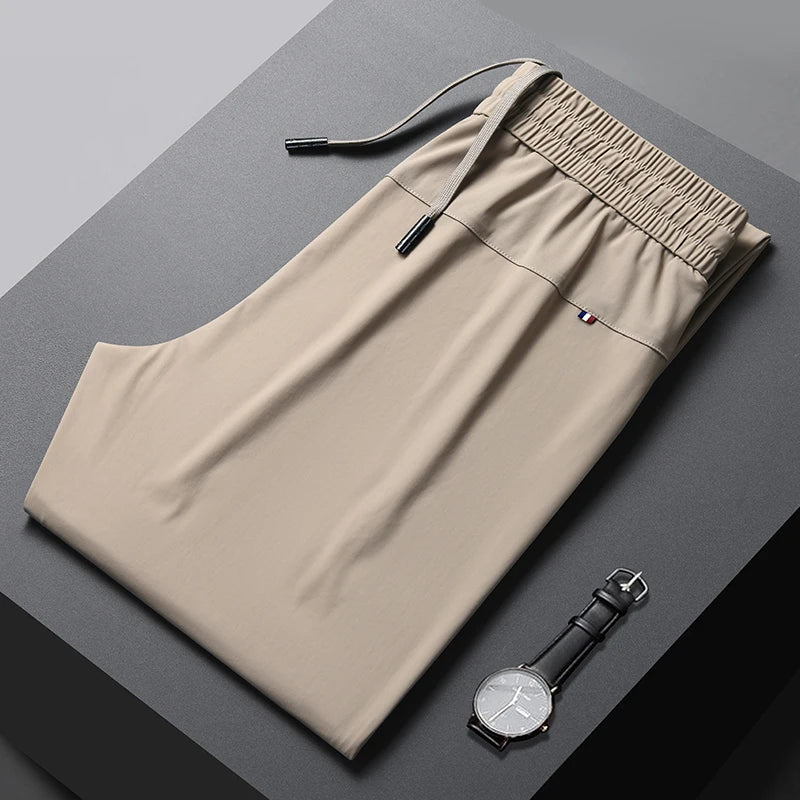 Men’s Ice Silk Dress Trousers | Quick-Dry Non-Iron Casual Fit