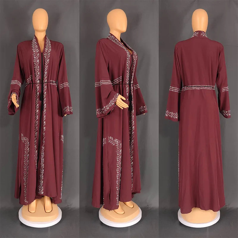 Women’s Crystal Rhinestone Open Abaya | عباية مفتوحة بتفاصيل كريستالية راقية