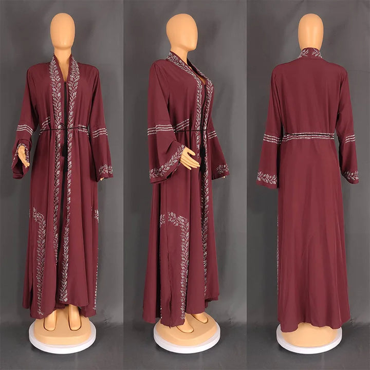 Women’s Crystal Rhinestone Open Abaya | عباية مفتوحة بتفاصيل كريستالية راقية