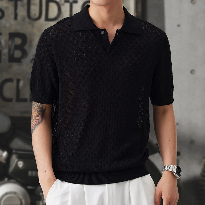 Men’s Loose Fit Knit Polo Shirt