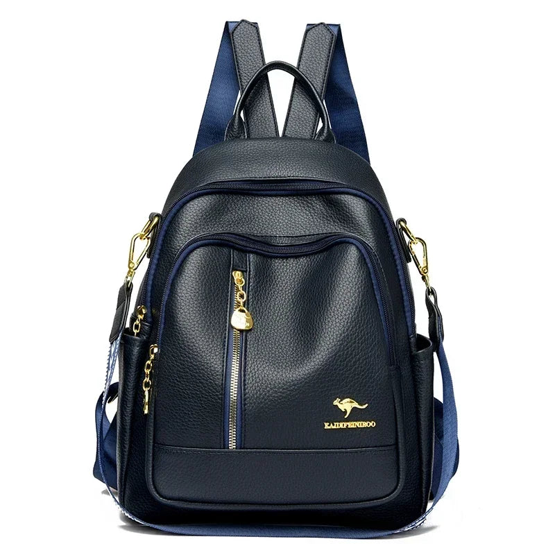 Women’s Leather-Look Travel Backpack | حقيبة ظهر نسائية أنيقة للسفر