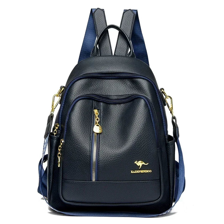 Women’s Leather-Look Travel Backpack | حقيبة ظهر نسائية أنيقة للسفر