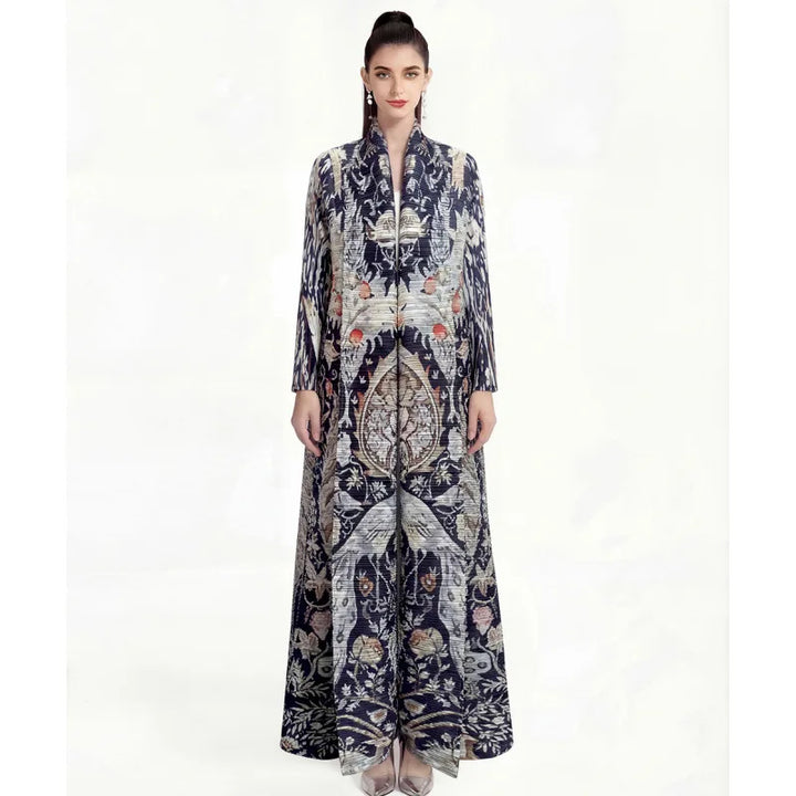 Women’s Pleated Printed Long Dress | فستان نسائي طويل بطبعات أنيقة