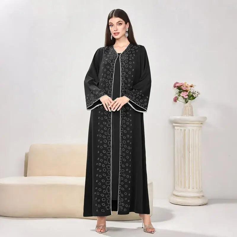 Black Abaya – Diamond Embellished Elegant Design
