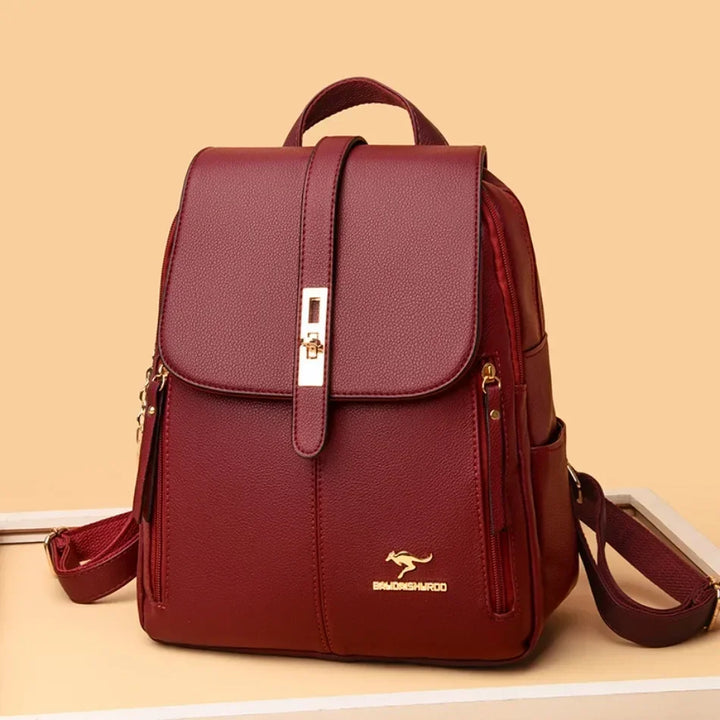 Women’s Vintage Leather-Look Backpack | حقيبة ظهر نسائية بطابع كلاسيكي