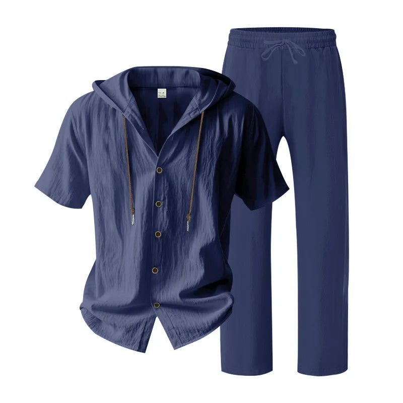 Men’s Summer Beach Set | Casual Short Sleeve Shirt & Shorts Outfit