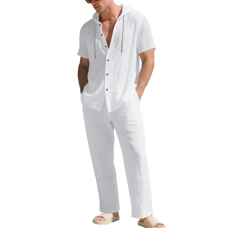 Men’s Summer Beach Set | Casual Short Sleeve Shirt & Shorts Outfit