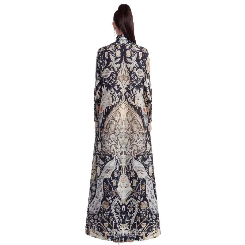 Women’s Pleated Printed Long Dress | فستان نسائي طويل بطبعات أنيقة