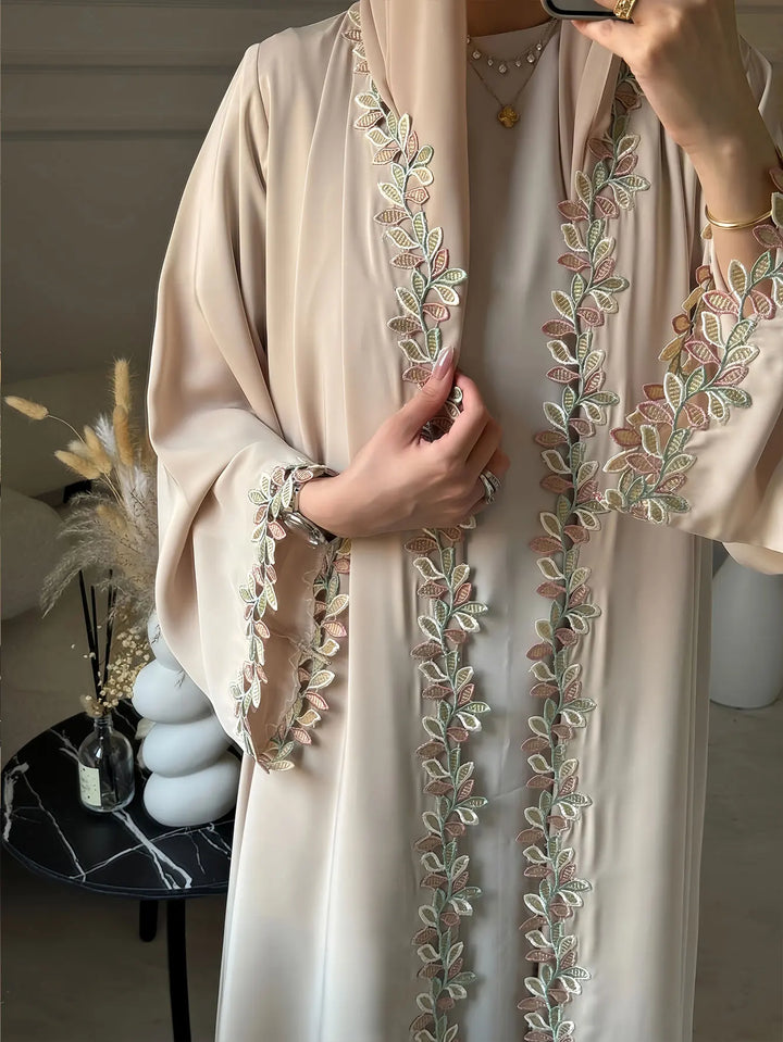 Women’s 2-Piece Abaya Set | Elegant Embroidered Modest Outfit