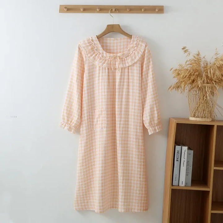 Women’s Cotton Nightgown | جلابية قطنية صيفية للبيت - Plaid