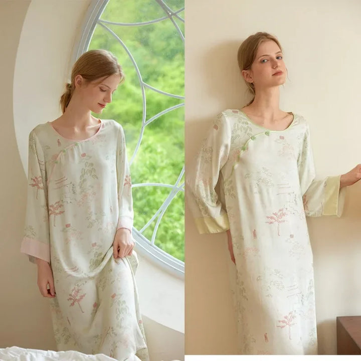 Women’s Satin Nightdress | جلابية ساتان نسائية للبيت - Retro