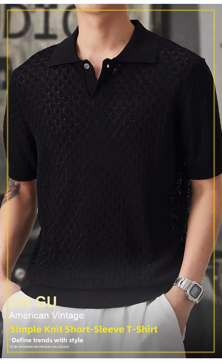 Men’s Loose Fit Knit Polo Shirt