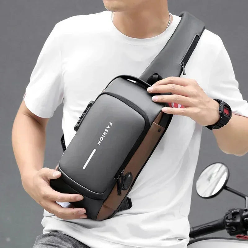 Men’s Anti-Theft Oxford Sling Chest Bag | حقيبة صدر رجالية أكسفورد مضادة للسرقة