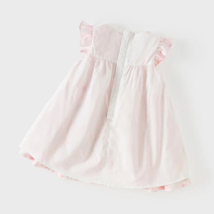 Girls Pink Butterfly Print Mesh Dress