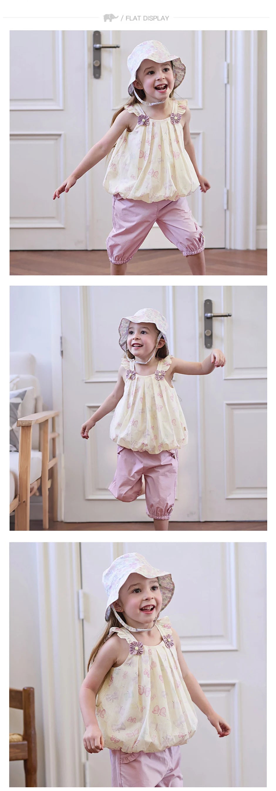 Girls Butterfly Print Summer Outfit Set